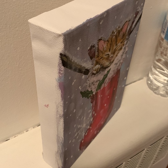 Christmas kitten original painting hand made - Picture 9 of 10